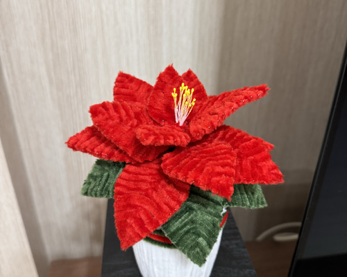 モールフラワー ポインセチア鉢植え ハンドメイド クリスマス 祝福 高