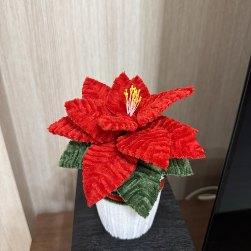 モールフラワー ポインセチア鉢植え ハンドメイド クリスマス 祝福 高