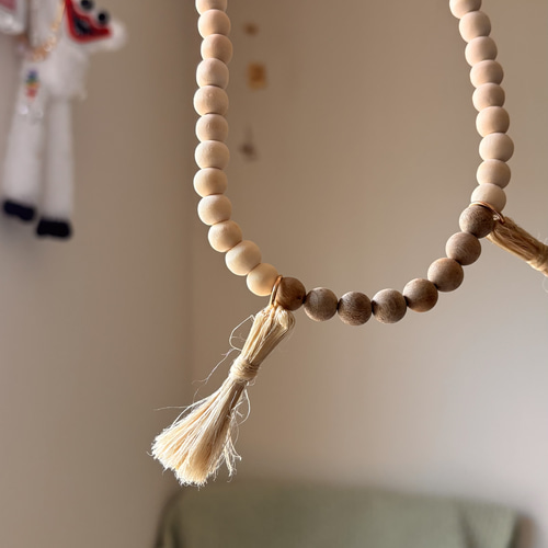 精麻 白檀 ウッドビーズ♡狛犬風犬用ネックレス ペット服