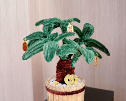 モールフラワー 観葉植物パキラ ハンドメイドインテリア 高さ約18cm 