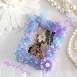 受注製作】パープル クリア ラメ ホイップデコ B8 硬質トレカケース 蝶