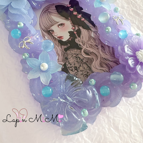 受注製作】パープル クリア ラメ ホイップデコ B8 硬質トレカケース 蝶