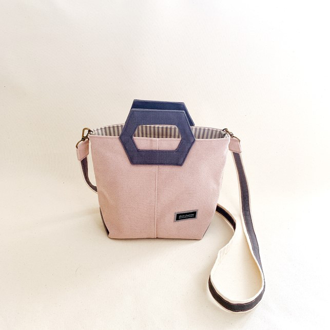 NEW＊2ｗａｙお散歩ショルダートート／帆布・くすみピンク（スモーキーピンク）　ペットボトルホルダー付き　母の日