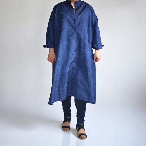 XL,反物から,一点物,紬,ロングシャツ,着物リメイク, ワンピース 