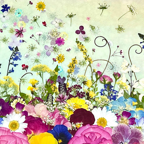 夢色の空に舞うお花のファンタジー 押し花アート額 その他