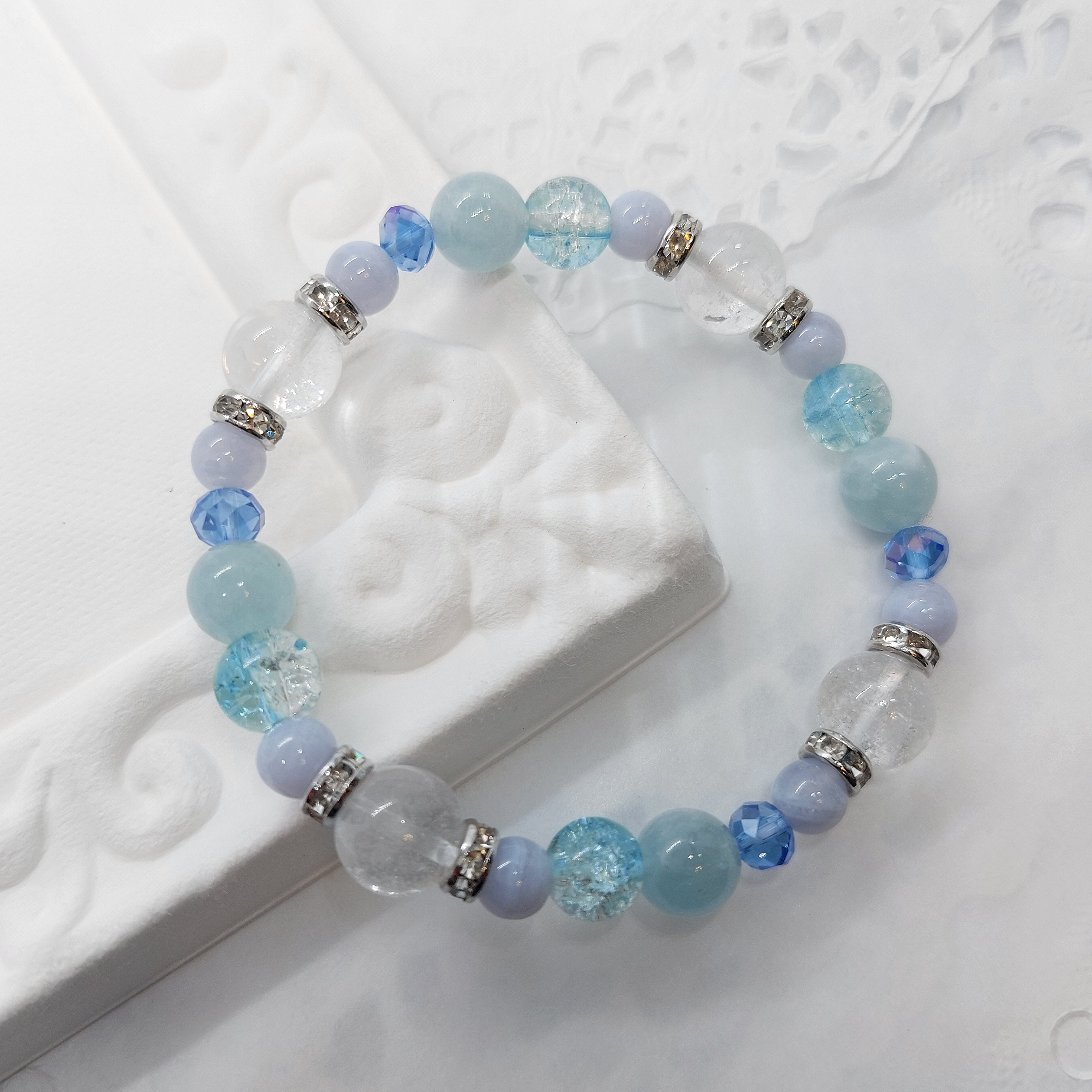 アクアマリン☆ブルーレースアゲート☆アイスクォーツ☆天然石☆ハンドメイドブレスレット