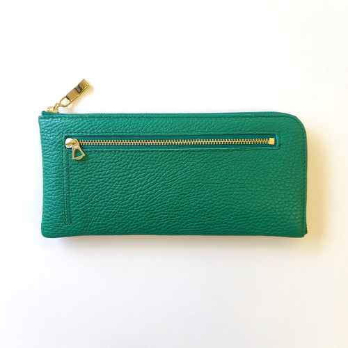 24枚もカードが入るスリム長財布(グリーン) 大容量なのに軽くて薄い