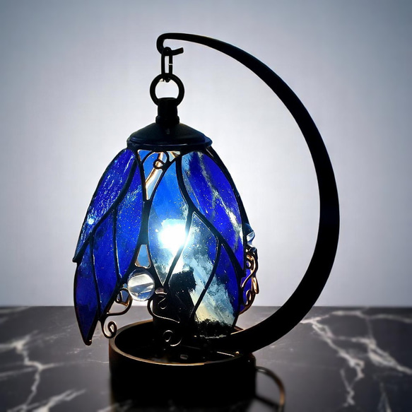 青い天使のハンギングランプ 吊り下げ ステンドグラス 照明 ギフト 7枚目の画像