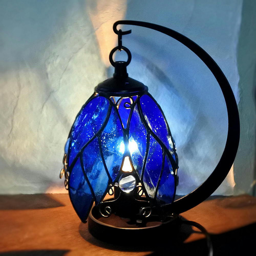 青い天使のハンギングランプ 吊り下げ ステンドグラス 照明 ギフト