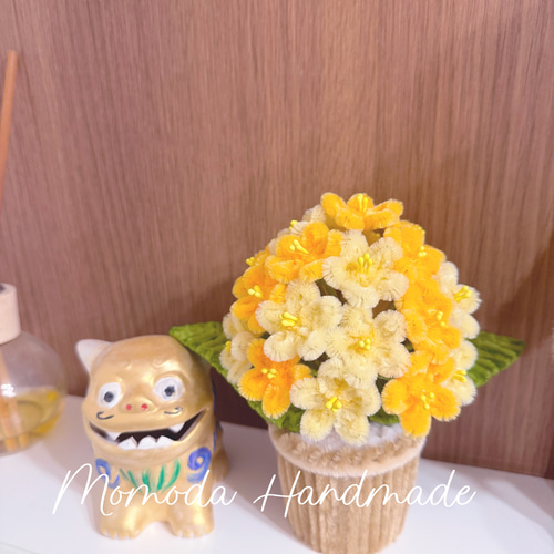 モールフラワー カラフルな紫陽花の鉢植え ハンドメイド 枯れ
