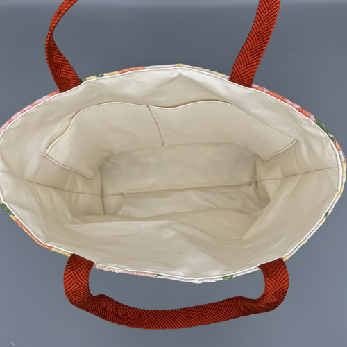 着物 帯 帯締め ハンドメイド トートバッグ リメイク 金 唐織 麗美 金