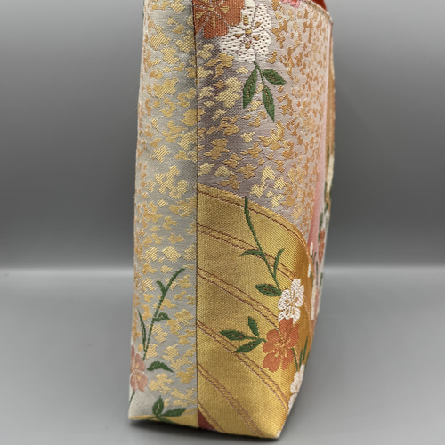 着物 帯 帯締め ハンドメイド トートバッグ リメイク 金 唐織 麗美 金