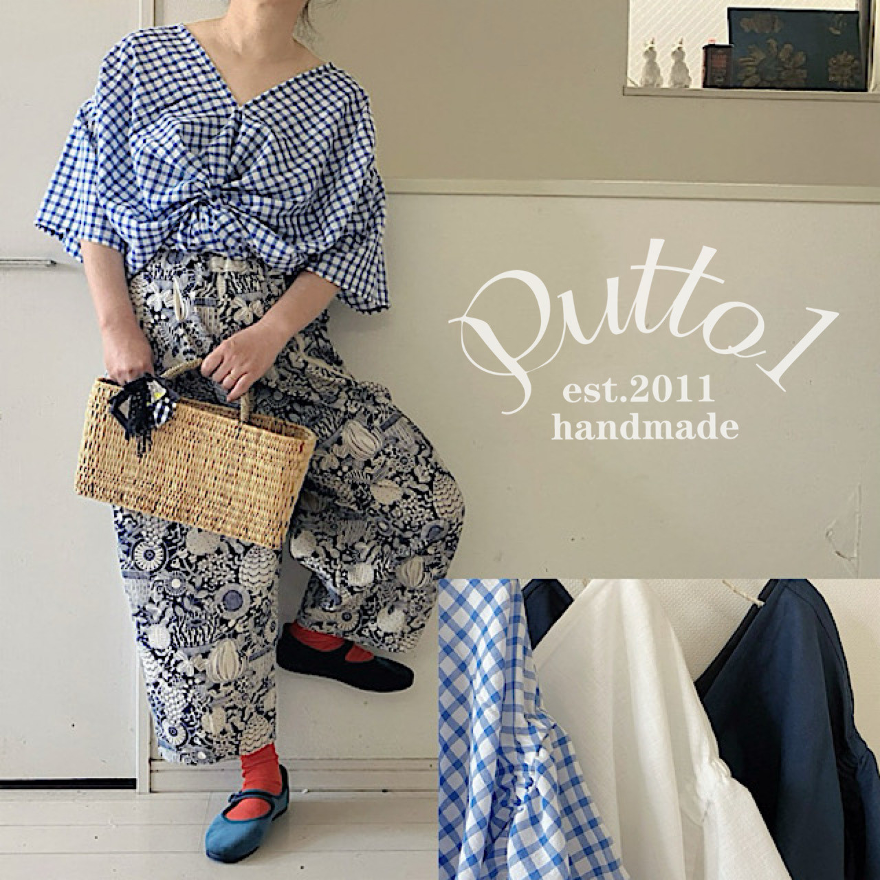 選べる3色「受注生産」くったり柔らかコットンリネンのねじりクロスブラウス・5分袖・Vネック