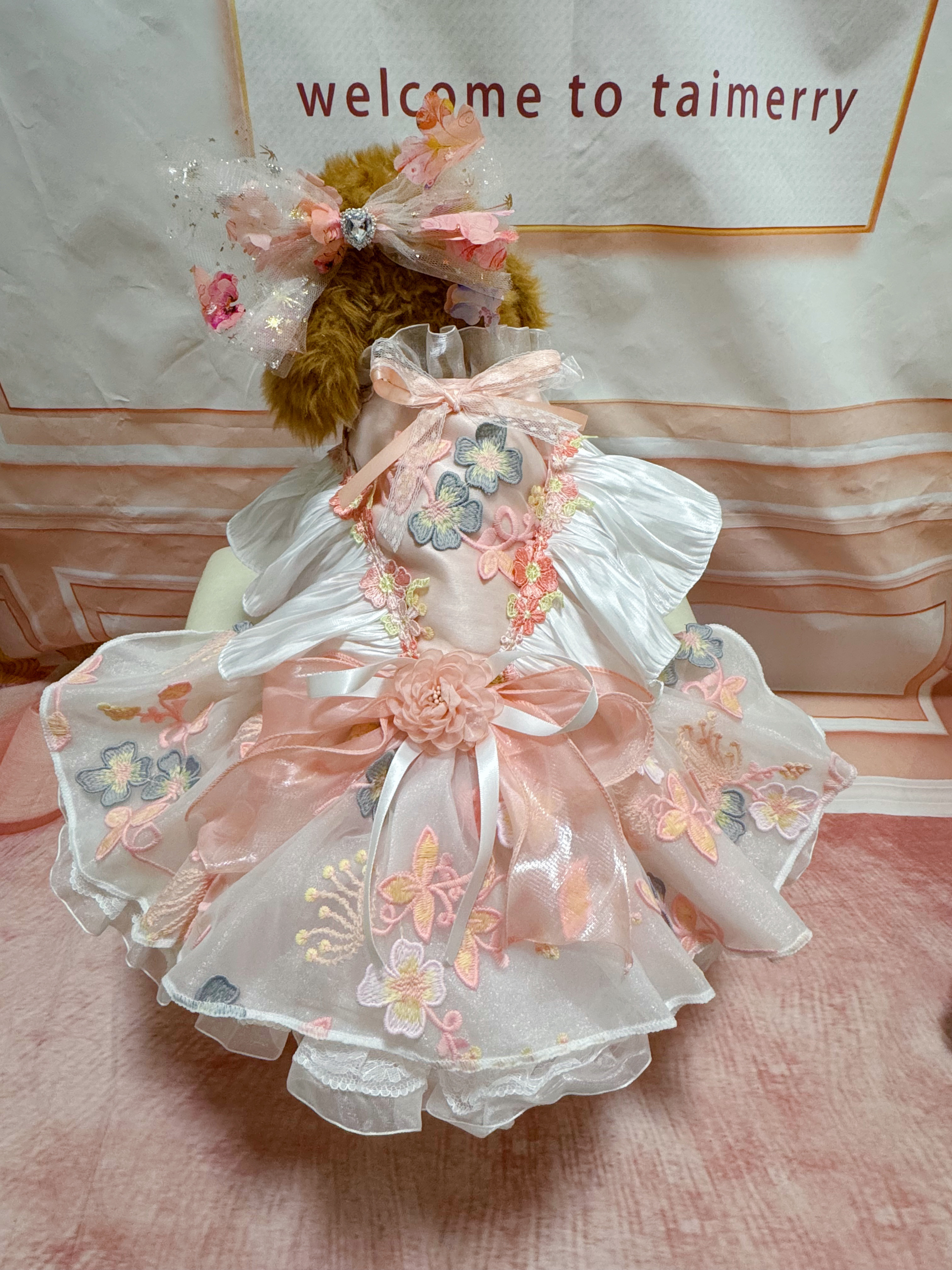 リンクコーデに！キュートなお花のワンピース〜ピンク色〜