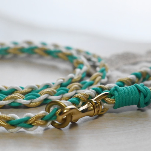 軽量パラコード カフェリード ターコイズブルー 日本製ワンコ用金具