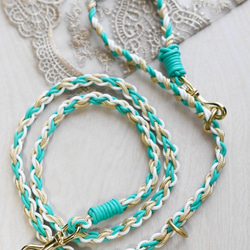 軽量パラコード カフェリード ターコイズブルー 日本製ワンコ用金具