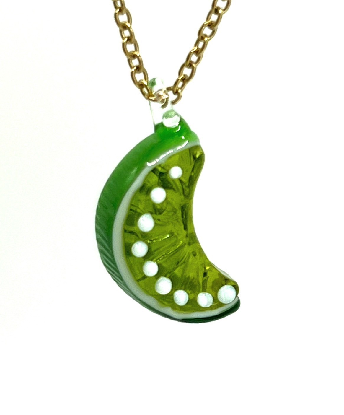 ✿ぷるぷるガラスシリーズ／ライムネックレス　　レモン オレンジ いちご スイカ くらげ きのこ