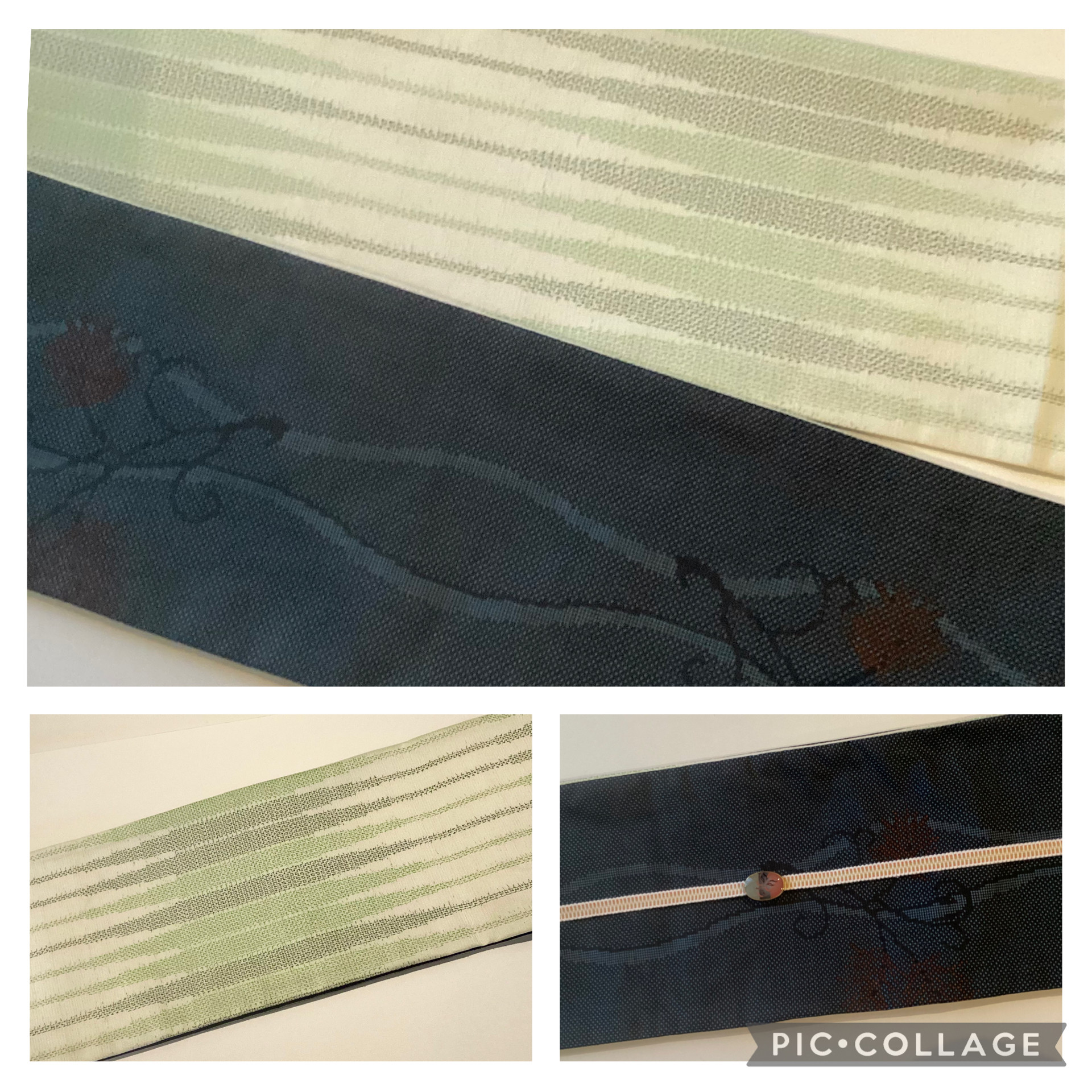 【新品】正絹  半幅帯　大島と越後伝承紬  本仕立　繋ぎ目のない半幅帯　オリジナル