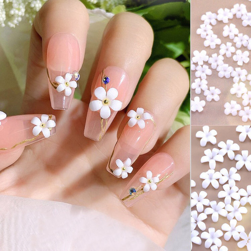 ネイルパーツ 花 フラワー 白 3D 立体 アクセサリーパーツ RG1441 DIY