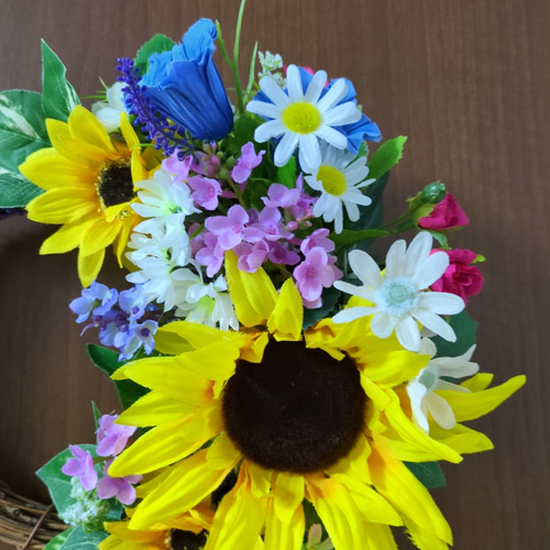 ❤母の日ギフト カントリー調の素敵なひまわりリース リース ❤いずみ  