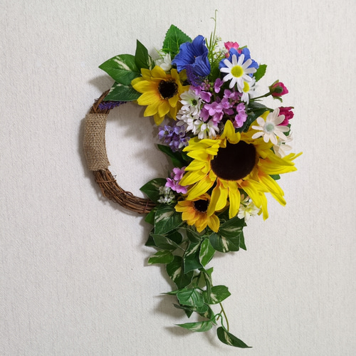 ❤母の日ギフト カントリー調の素敵なひまわりリース リース ❤いずみ  