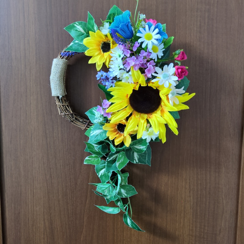 ❤母の日ギフト カントリー調の素敵なひまわりリース リース ❤いずみ  