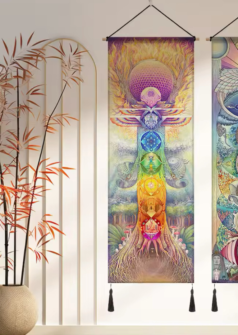 アート作品 油絵 絵画 芸術品 インテリア雑貨 タイThailand タペストリ 絵画 オイル ペイント アート「カラフル タイガー」 5Lサイズ