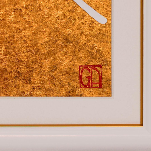 少し訳あり●『太陽と金の富士図』純金輝き▲がんどうあつし油絵画●金沢産24K金箔 少し訳あり○『太陽と金の富士図』純金輝き△がんどうあつし油絵画