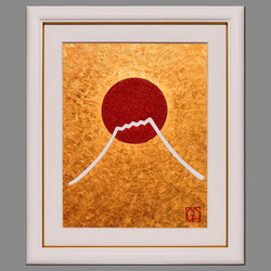 ●金沢産純プラチナ箔使用●太陽と銀の富士図▲がんどうあつし絵画白金シルバー富士山 ○金沢産純プラチナ箔使用○太陽と銀の富士図△がんどうあつし