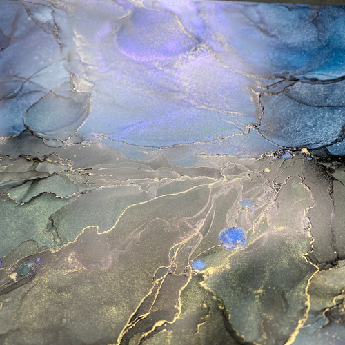 No.57 アルコールインクアート 原画 A3サイズ 絵 絵画 木 土 空 星 道