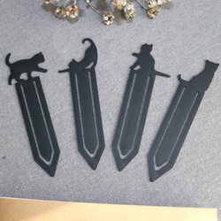 猫シルエットしおり　４点セット（デザイン１） 2枚目の画像