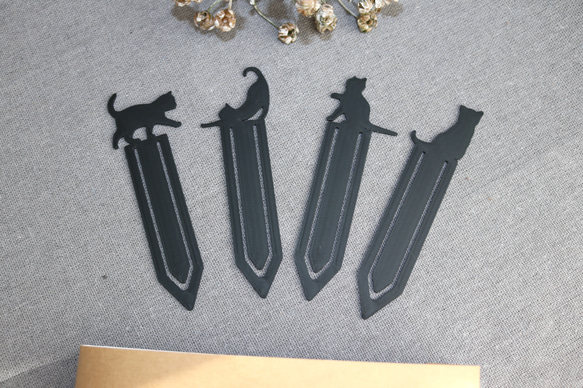 猫シルエットしおり　４点セット（デザイン１） 2枚目の画像