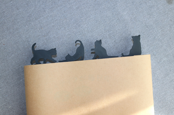 猫シルエットしおり　４点セット（デザイン１） 1枚目の画像