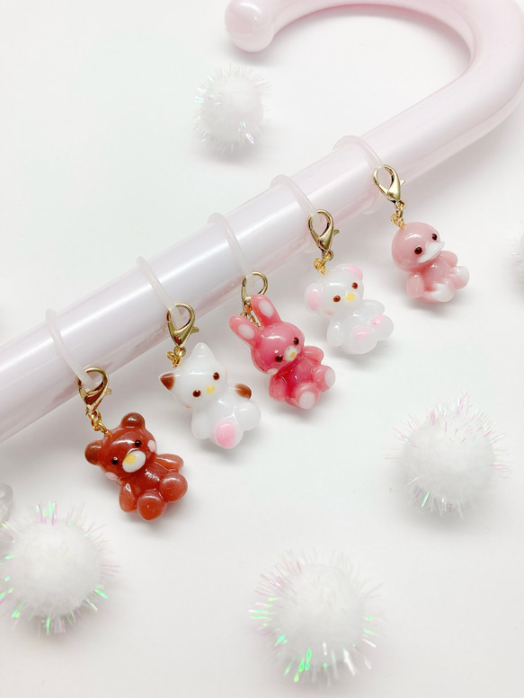 メロちゃんページ　名入れチャーム　レジンキーホルダー 5点 メロちゃんページ 名入れチャーム レジンキーホルダー 5点 メロ