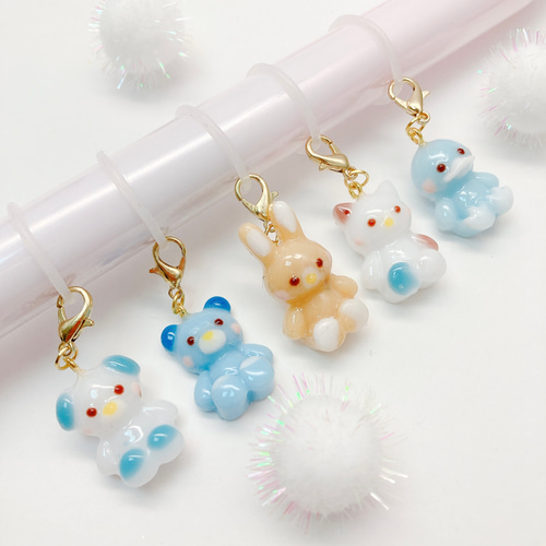 5個入り アンブレラマーカー 目印チャーム レジンキーホルダー