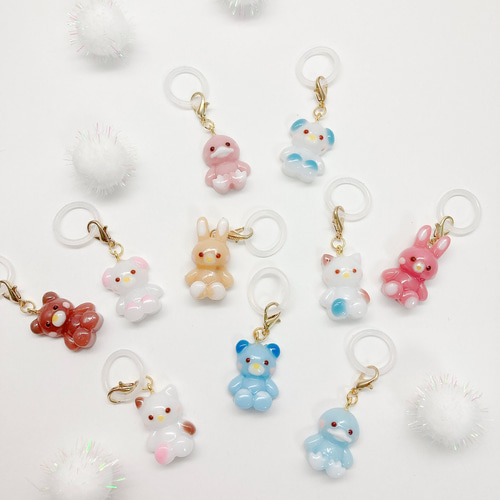 5個入り アンブレラマーカー 目印チャーム レジンキーホルダー