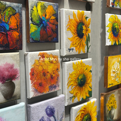 原画 アクリル画 キャンバスアート｜リシアンサスの絵｜15cm×15cm