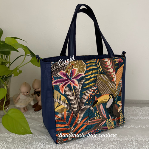 フランスジャガード織り ボタニカル柄（鳥・植物）のサイド