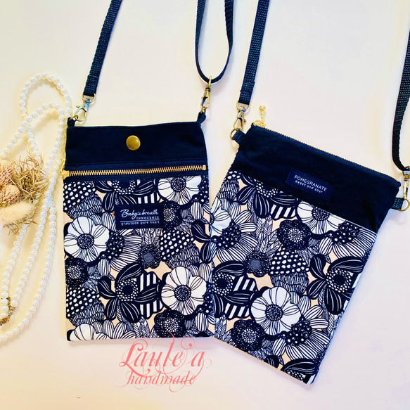 ＊スマホショルダー＊スマホポーチ＊コサッシュ＊北欧風＊花柄 1枚目の画像