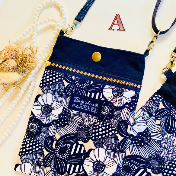 ＊スマホショルダー＊スマホポーチ＊コサッシュ＊北欧風＊花柄 3枚目の画像