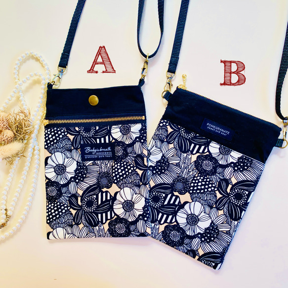 ＊スマホショルダー＊スマホポーチ＊コサッシュ＊北欧風＊花柄 2枚目の画像