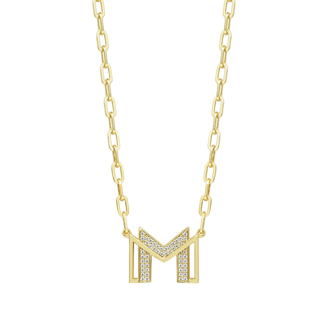 イニシャルM、ネックレス P49H241211-W（4週間発送）