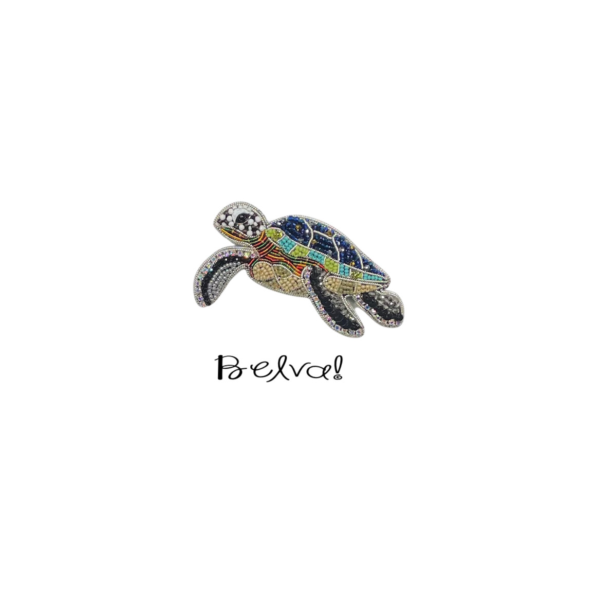 ビーズ刺繍のブローチ　-ウミガメ-