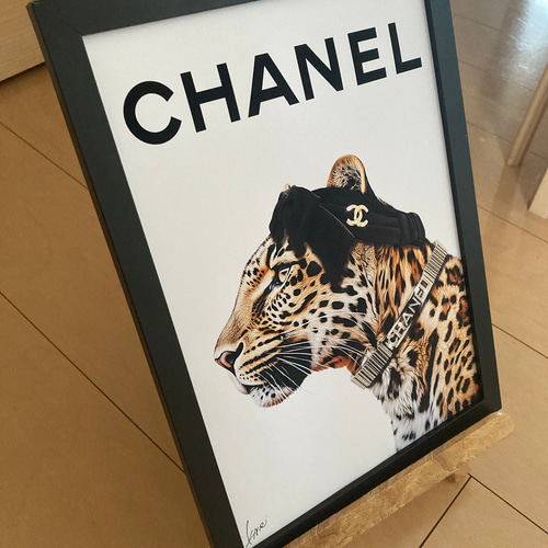 CHANEL type☆オマージュアートインテリアポスター＃441B☆豹シャネル CHANEL type☆オマージュアートインテリアポスター＃441B☆豹