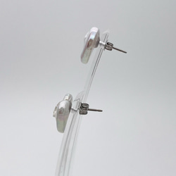 艶々バロックパールのハートピアス/イヤリング 中粒 大粒 13mm 12mm 真珠 スタッド チタン SV925 5枚目の画像