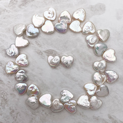 艶々バロックパールのハートピアス/イヤリング 中粒 大粒 13mm 12mm 真珠 スタッド チタン SV925 6枚目の画像