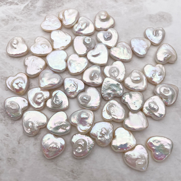 艶々バロックパールのハートピアス/イヤリング 中粒 大粒 13mm 12mm 真珠 スタッド チタン SV925 7枚目の画像