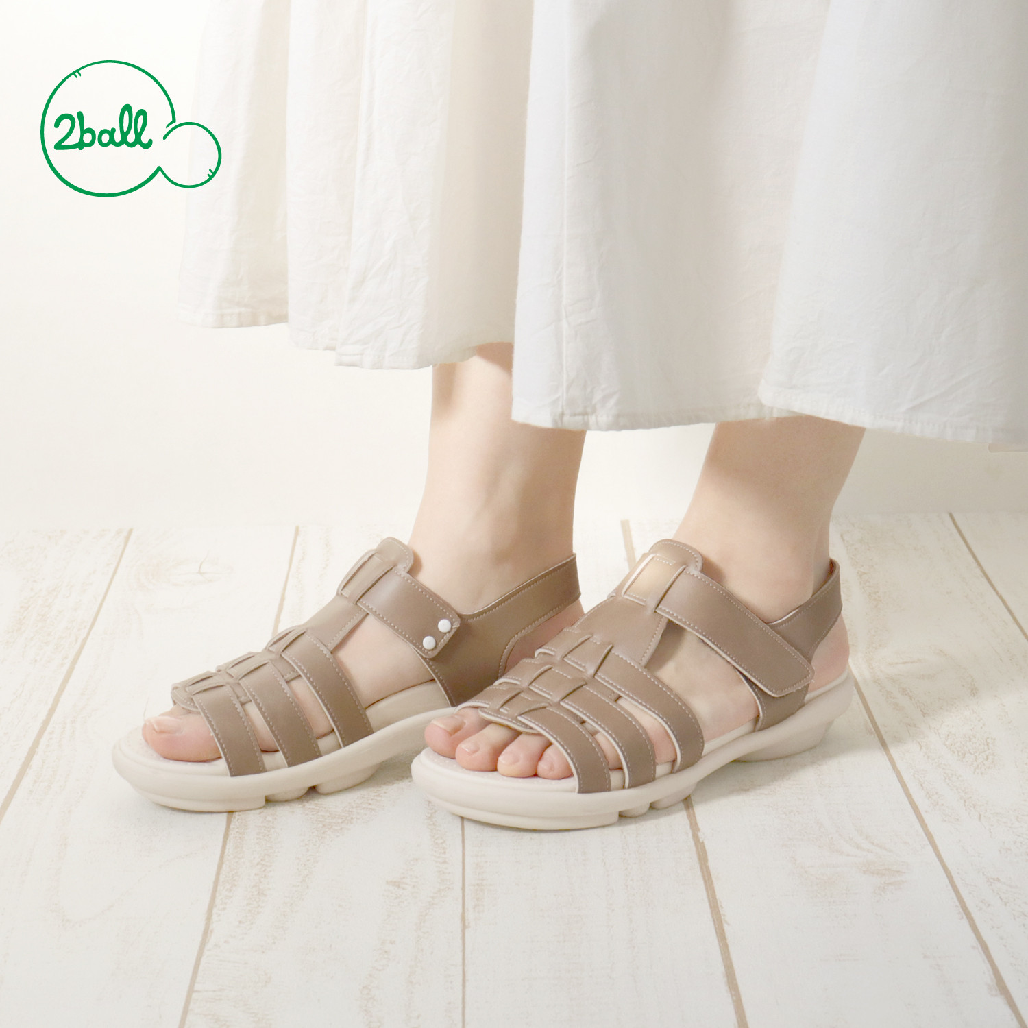 編み込みグルカサンダル 軽量 ローヒール レディース 2ball-ツヴォル- TB-204