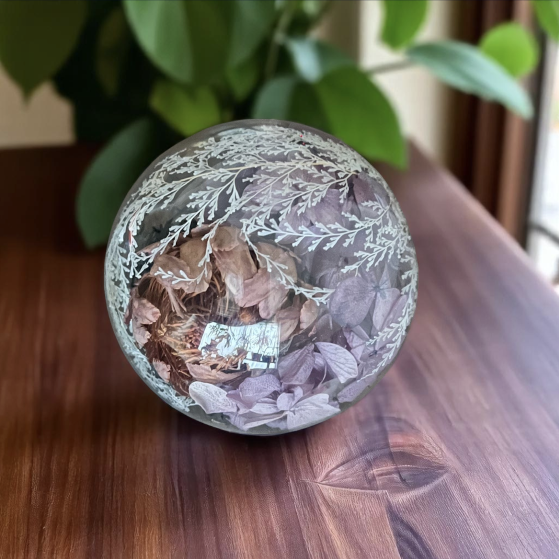 ガラスドーム アンティーク調 濃紫（こくむらさき）／コルク(Black)ドライフラワー