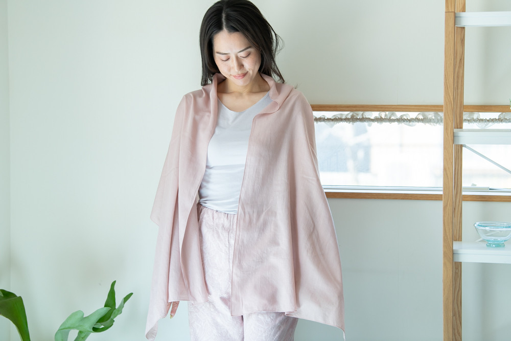 【シャクヤク染】　カルゼ日除け大判ストール【Organic Cotton】